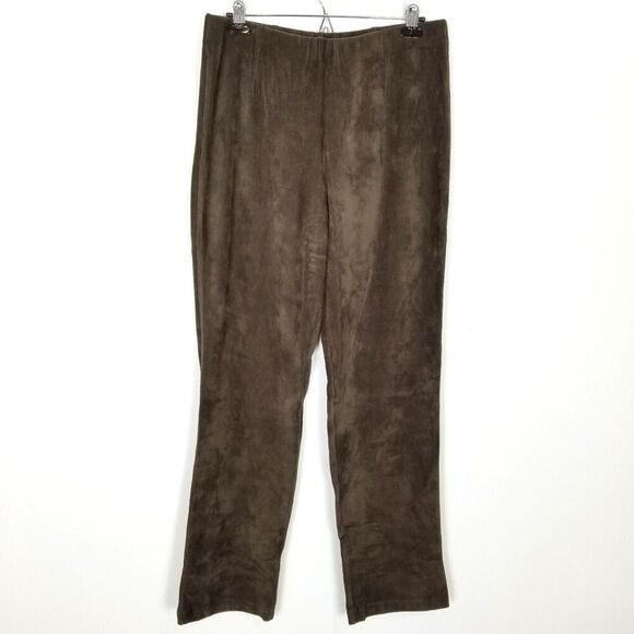 L.L.Bean Women Perfect Fit Corduroy Pull On Pants Sz L Brown Slim Casual - Picture 1 of 8